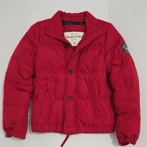 Abercrombie Kids Red Puffer Down Feather Coat - Kids Boys Size M - NWT
